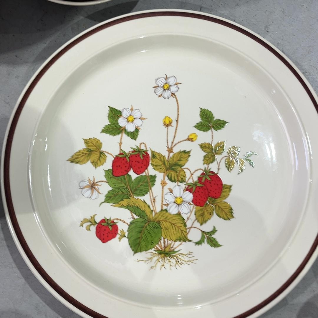 Vintage Strawberry Pattern Stoneware Dish Set